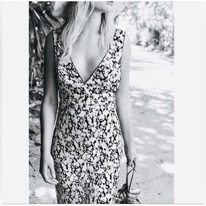 Free People’s Oh La La Bias Midi Floral Dress Jet Combo size 10